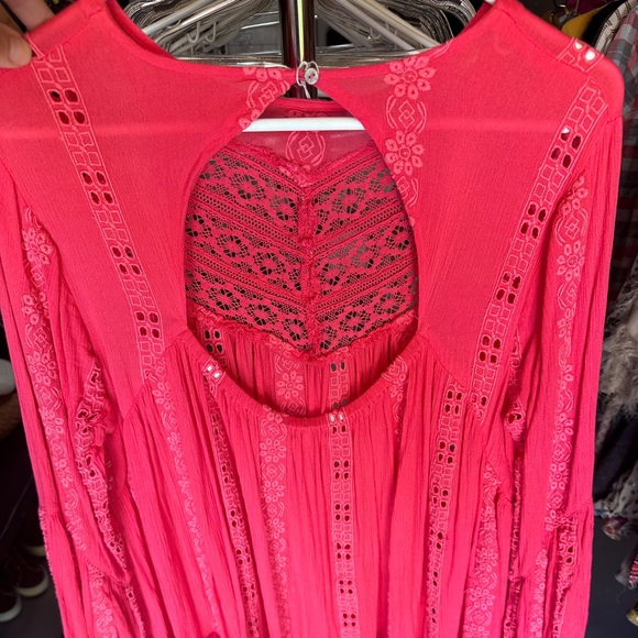 FREE people hot pink tunic top woman’s size small - Picture 2 of 3